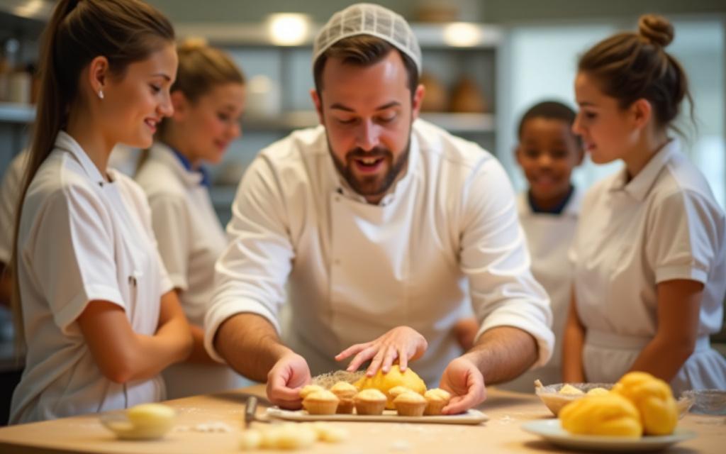 ベーキングクラスで講師が指導する様子